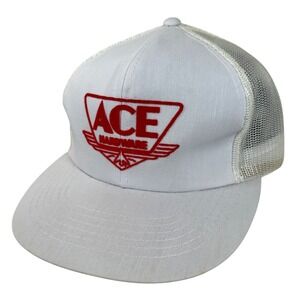 Ace Hardware Trucker Hat White Mesh Red Logo Snapback‎ Cap Men 90s  vintage